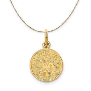 14k Yellow Gold Graduation Circle Necklace - 16 Inch
